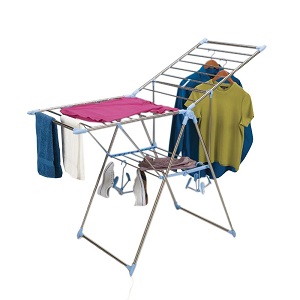 Household Essentials adjustable gullwing style clothes drying rack, aluminum and stainless